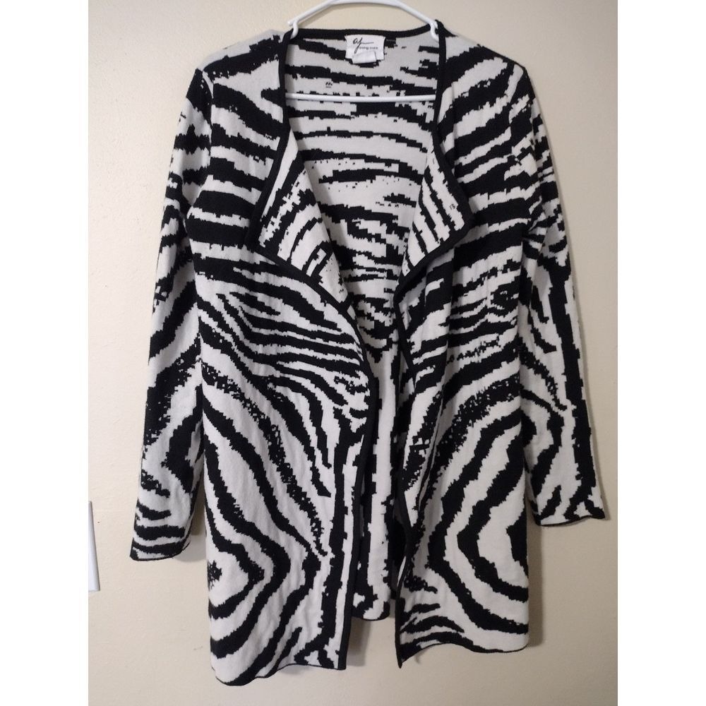 Black & White Zebra Print Open Front Sweater Cardigan